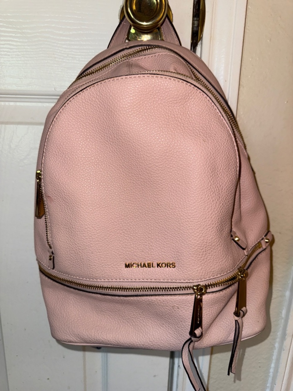 Michael Kors Dusty Pink Pebbled Leather Backpack with Gold Hardware